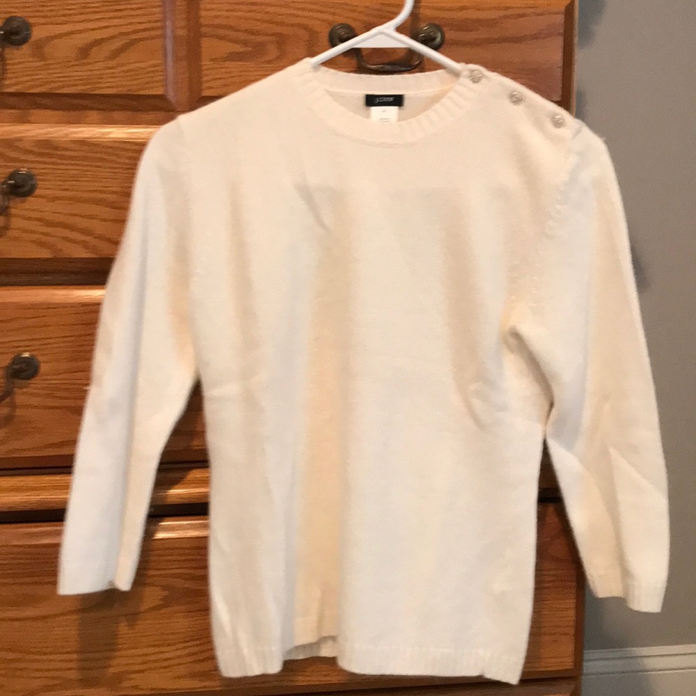 Final sale must go! J Crew Ivory 3/4 length swtr M